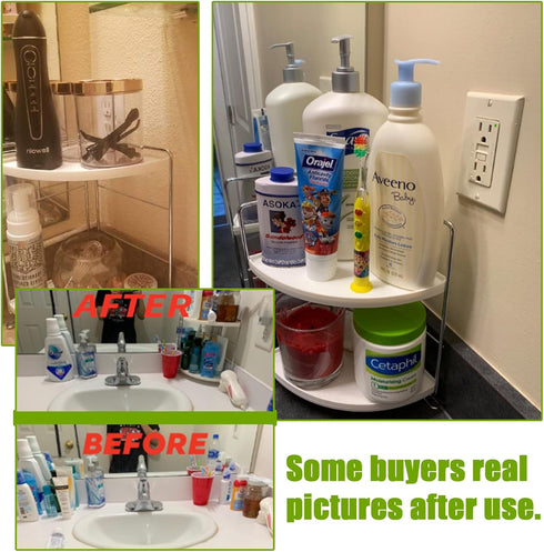 2-Tier Countertop Corner Bathroom Sink Organizer-Vanity Tray Cosmetic & Makeup Storage-Kitchen Spice Rack Standing