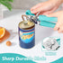Manual Can Opener, 10 Colors, Heavy Duty Handheld Stainless Steel, Smooth Edge, Easy Turn Knob, Aqua Sky