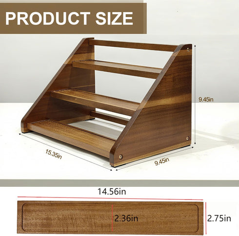 Arflo Countertop 3 21 Acacia Wooden Spice Rack for - Tiered Spice Rack Organizer for Cabinet - Kitchen Spices