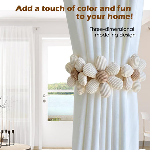 Tiebacks-2 Pack SRG Sunflower Curtain | Daisy Curtain Holdbacks Three Flower | Curtain Tiebacks Boho | Japanese Curtain