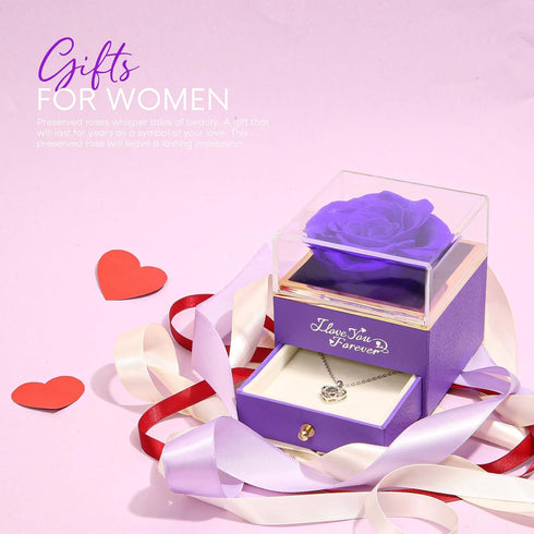 ASELFAD Preserved Real Purple Rose Gifts for Mother's Day, Forever Flowers for Mom, Grandma, Girlfriend, Anniversary