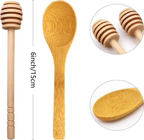 8 6 Inch BLUE TOP PCS Honey Dipper Sticks Honey Spoon Individually Wrapped Honey Stirrer Stick Mixing Spoon for Honey