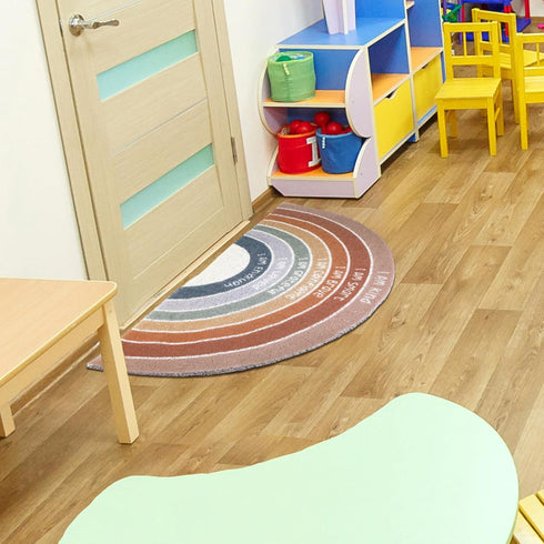 35.43"x17.72"(Neutral) Drydiet Rainbow Doormat Welcome Door Mat Semi-Circular Area Rug with Inspirational Quote Boho