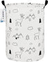 Round Fabric Storage Bin, Decorative Organizer Basket with Handles for Clothes, Books, Sundries (Forest Deer)