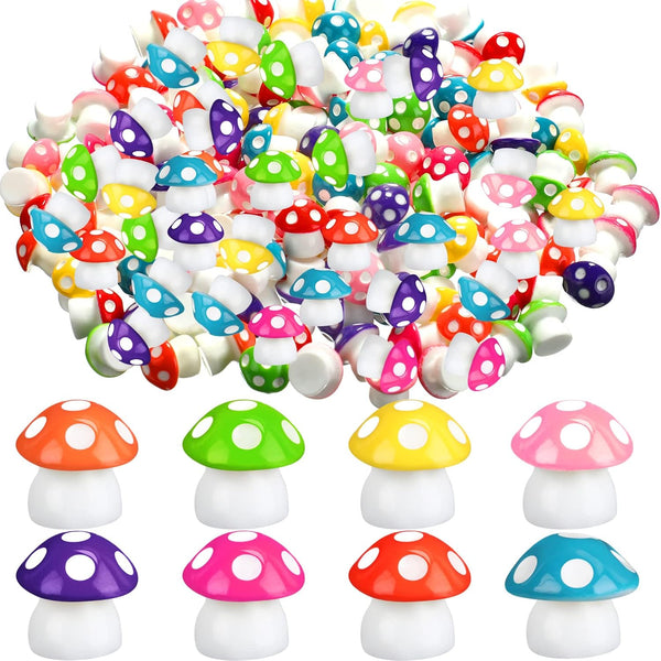 Yulejo 160 Pcs Tiny Mushrooms Mini Figurines Miniature Cute Colorful Mushroom Statue