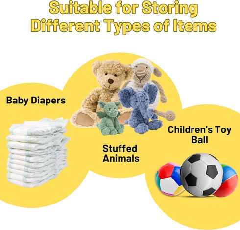 Stuffed Animal Storage Net for Kids, 2 Pack Bedside Toy Organizer Net, Stretches up to 32 Inches, Beige