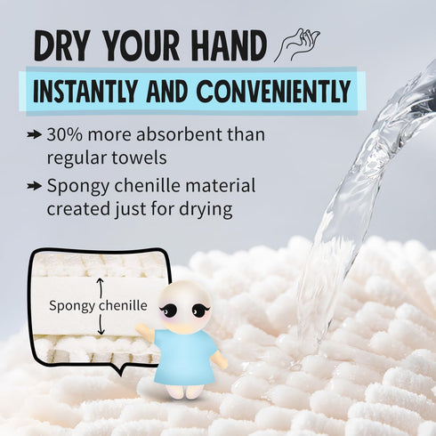 Sophie & Panda Fuzzy Ball Towel Set of 2 - White and Gray Bath Towels for Instant Drying