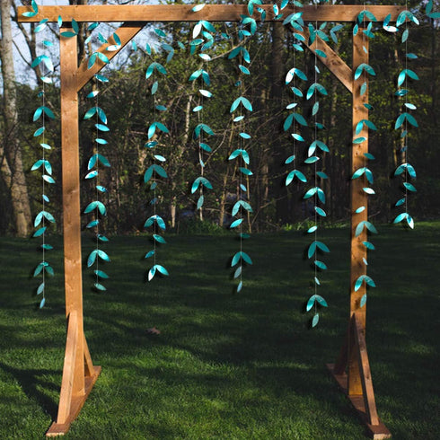 PinkBlume 52 Ft Dark Green Leaf Garland - Emerald Turquoise Paper Hanging Leaves Streamer for Party Decorations