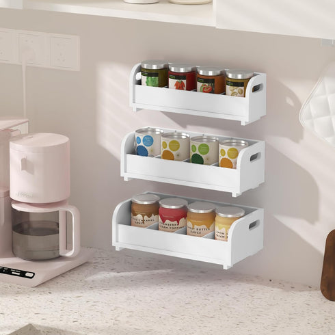 3-Tier Countertop Wisuce Tea Holder for Tea Bags Organizer - White Bamboo Tea Organizer for Tea Bags Stackable Wall