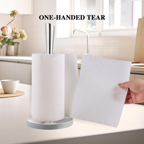 JOGREFUL Paper Towel Holder Stand for Kitchen, One-Handed Tear Stainless Steel Towel Roll Holder for Countertop,