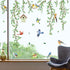 decalmile Spring Summer Hanging Green Vine: Double Sided Window Clings with Birds and Tree Leaves