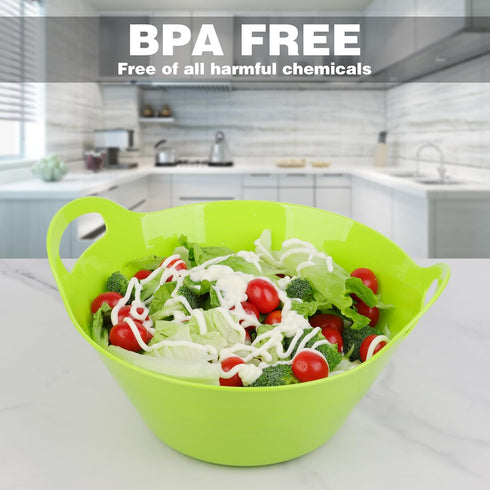 Tiawudi 6 Pack Snack Bowls - Large Plastic Serving Bowls for Kitchen, Microwave Safe