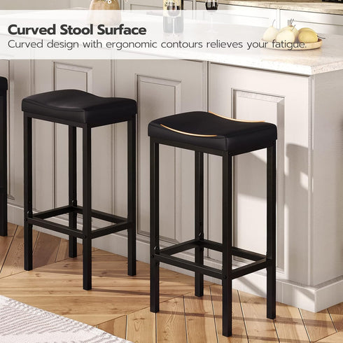 Set 2 Counter 24.8 Inches, 2.4" BB10BY01 HOOBRO Bar Stools, of Bar Chairs, Height Stools, Saddle Barstools with Curved
