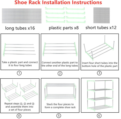 Closet (4-Tier, Jucaifu Stackable Small Shoe Rack, Entryway, Hallway and Space Saving Storage and Organization Green)