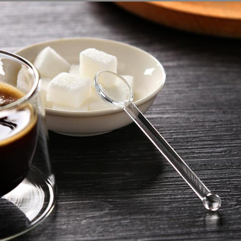 6 Pcs Clear Glass Spoons, 5.1 Inch Stirring Teaspoons for Coffee, Mixing Spoon Tea Stirrers