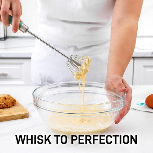 Zulay Egg Beater Whisk - Push Whisk for Cooking, Manual Hand Mixer for Kitchen Baking