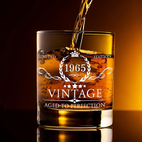 AOZITA 60th Birthday Gifts for Men, Party Supplies, 11oz Whiskey Glass for 60th Anniversary, Bday Gifts Ideas