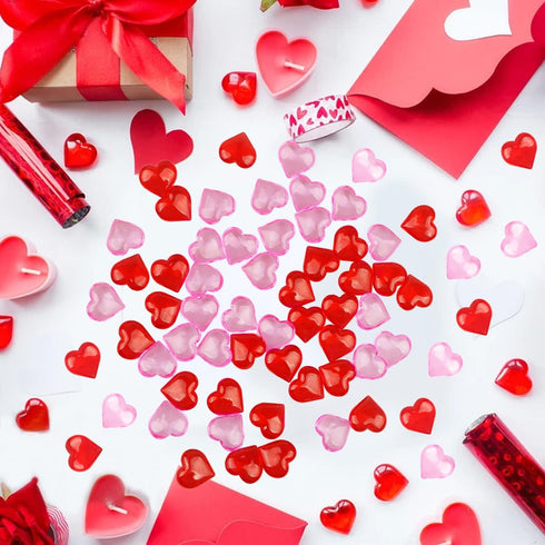Fangoo 110 Pieces Red Pink Acrylic Heart Gems, Valentine's Day Decor Heart Rocks for DIY Crafts Engagement