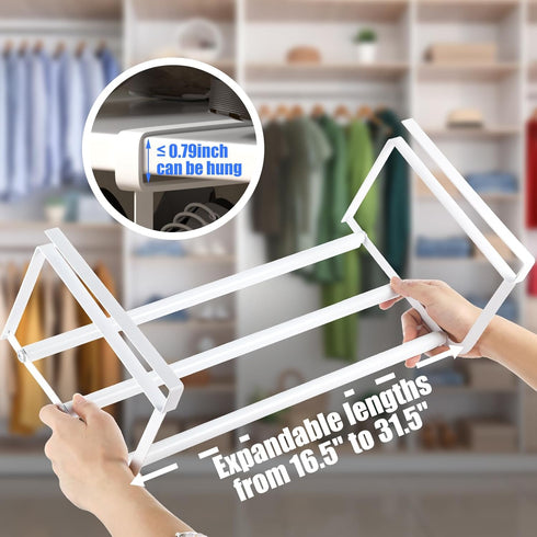 2 Closet 16.5-31.5 Inch CroBlissful Pcs Expandable Shoe Rack Organizer for Adjustable Retractable Hanging Cabinet Shoe