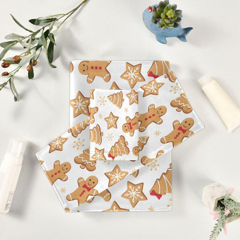 Set 3 Sets Pfrewn Gingerbread Man Towels of Christmas Winter Bathroom Towel Soft Absorbent Bath Hand Towels Washcloth