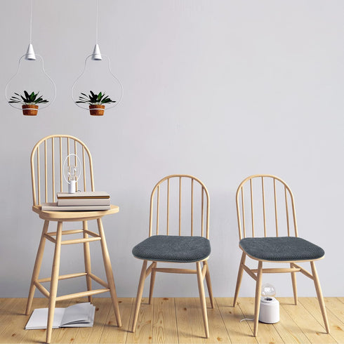 Large Grey Kitchen Chair Cushions, Washable Non-Slip Foam Office Seat Pads, Thick Wooden Metal Tapered Dining, 17" x 16"