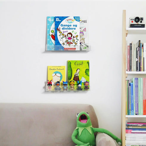 16.5-Inch 2-Pack, NIUBEE Acrylic Floating Bookshelves, Clear Modern Wall Shelves for Child/Toddler Invisible Ledge Book