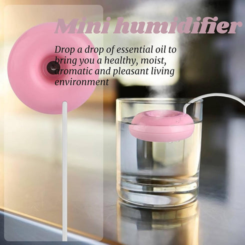 Mini Doughnut-Shaped Portable USB Powered Humidifier, Atomization Spray for Home, Office, Car