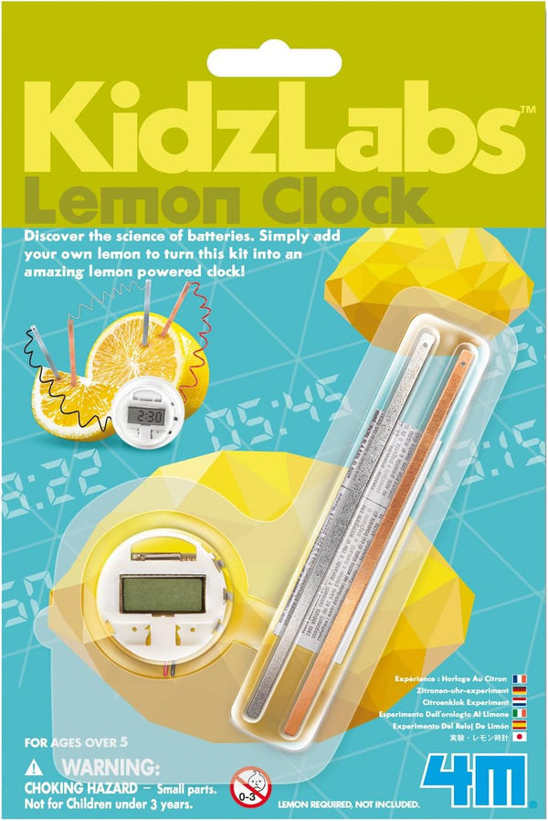 4M Kidzlabs Lemon Powered Clock, Chemical Electrical Science Lab Experiment - STEM