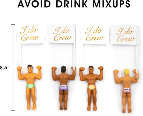 Drinking Buddies Bride Squad Bachelorette Drink Markers, Party Accessories for Girls Night, Hunky Wine Charmers