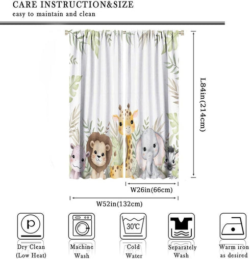 SGLyuliang 52x84 Inches, 75% Nursery Curtains Jungle Safari Theme with Giraffe Print, Kids Room Classroom Decor