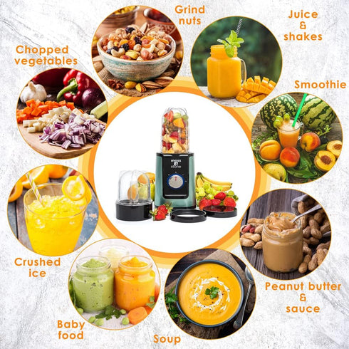 Moss & Stone Smoothie Blender - Compact Personal Blender with Additional Blender Cups - Mini Blender & To-Go Portable