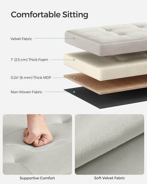 12.2 16.1 Inches 286 lb, ULSF200W01 SONGMICS Storage Ottoman, Foldable Small Ottoman Foot Rest, x Foot Stool, OAD up