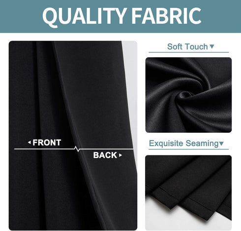 ChrisDowa Small Grommet Window Curtains for Kitchen and Bedroom, Thermal Insulated Room Darkening (2 Panels, Black, 34