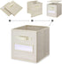 artsdi Foldable Fabric Cube Storage Bins Set of 10 with 10 Labels Window Cards & a Pen, Beige Baskets Containers for