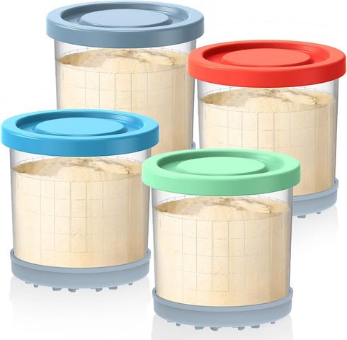 Omnikit Containers Replacement for Ninja Creami Pints and Lids - 4 Pack,