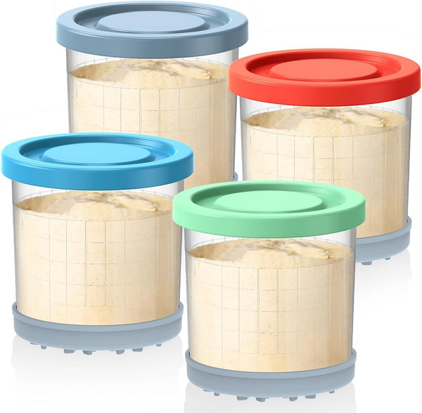 Omnikit Containers Replacement for Ninja Creami Pints and Lids - 4 Pack,