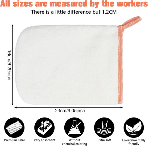 PHOGARY 8 Pack 6x9in Microfiber Wash Mitts for Face Body, Super Soft Absorbent Coral Fleece Facial Cloths Bath Shower