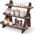 Wooden Display Riser, 3 Tier Organizer Showcase for Tabletop Shows, Farmhouse Cupcake Stands, Walnut Rustic Risers