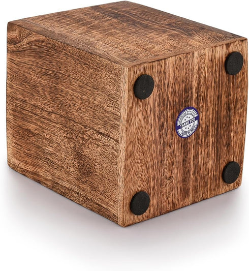 Mango Wood Burning Finished Utensil Holder for Kitchen Countertop, Container for Cooking Utensils (5"x 5"x 6")