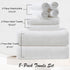 8 Set-2 Sheets,2 Towels,4 Washcloths-600GSM Piece Large White Family Bath Towel Oversized Bath Towel Hand Soft Highly