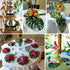 TIETHEKNOT Fake Leaves, 60 Pcs Artificial Tropical Palm Monstera Leaves with Stems for Party Decorations