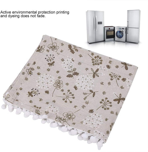 Fridge Washing Machine Dust Proof Cover Protector, Multi-purpose Cotton Linen Universal Top Cover with Storage Bag