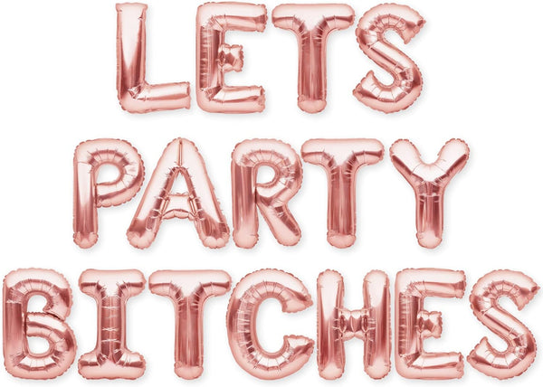 PartyForever Rose Gold 16 Inch Letters Banner, Bachelorette Party Balloons Decorations Set for Bridal Shower