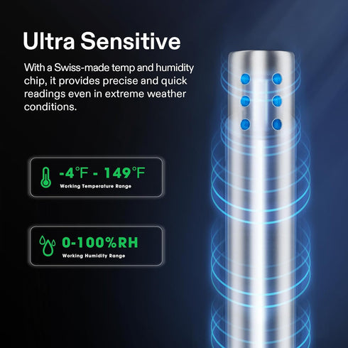 VIVOSUN Temperature & Humidity Sensor Probe: Waterproof Stainless Steel Monitoring Probe for GrowHub Controller