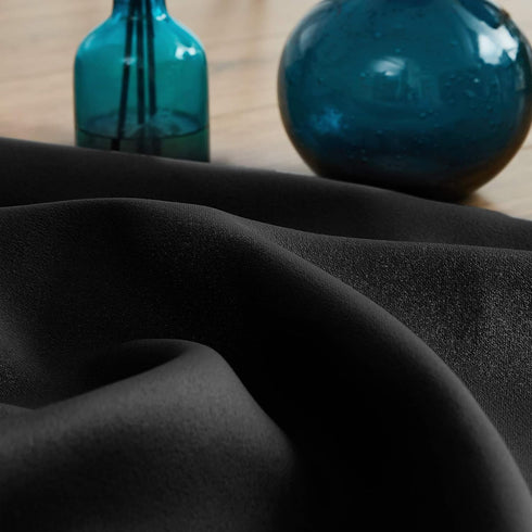 Treatmentex Black Pom Pom Blackout Curtains Set, 45" Half Window Drapes for Small Basement Laundry, 2 Panels Rod Pocket