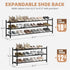 18 Closet, 3 STORAGE MANIAC Long Expandable Shoe Rack, Pairs Metal Wide Stackable Shoe Rack, Adjustable Shoes Shelf