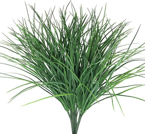 4pcs Artificial Fake Grass Plants Flowers, Faux Plastic Wheat Grass Outdoor UV Resistant Greenery Shrubs for Wedding