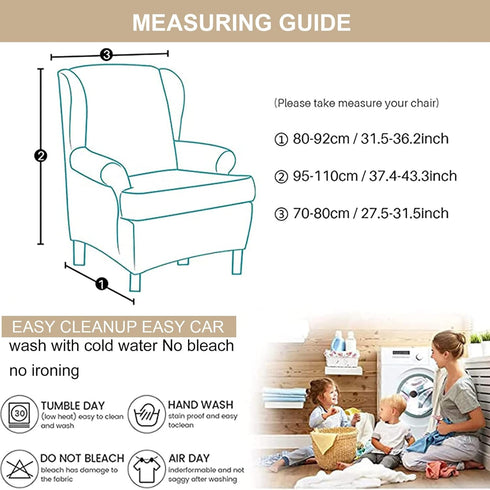 2 Eco-Ancheng Wingback Chair Slipcover Piece Wingback Chair Cover Spandex Wing Chair Slipcovers Wingback Armchair