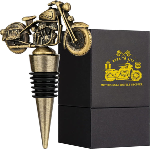 LKKCHER Motorcycle Wine Bottle Stopper, Cute Wine Gifts for Men Women, Father Gifts, Christmas Birthday Gifts for Biker