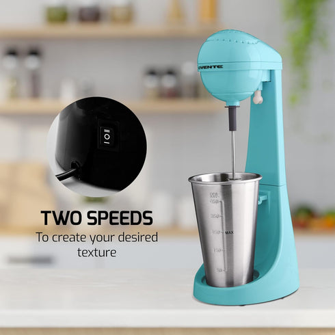 OVENTE Classic Milkshake Maker Machine, 2 Speed with 15.2 Oz Stainless Steel Mixing Cup, Compact Drink Mixer for Malted